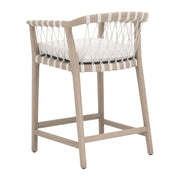 Essentials For Living Pacific Outdoor Counter Stool ~ White Speckle Flat Rope, Performance White Speckle, Washed Ever Teak