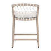 Essentials For Living Pacific Outdoor Counter Stool ~ White Speckle Flat Rope, Performance White Speckle, Washed Ever Teak