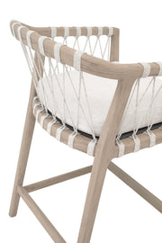 Essentials For Living Pacific Outdoor Counter Stool ~ White Speckle Flat Rope, Performance White Speckle, Washed Ever Teak