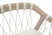 Essentials For Living Pacific Outdoor Counter Stool ~ White Speckle Flat Rope, Performance White Speckle, Washed Ever Teak
