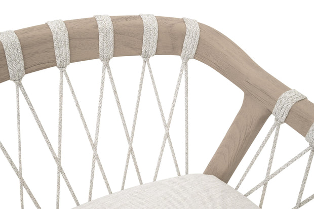 Essentials For Living Pacific Outdoor Counter Stool ~ White Speckle Flat Rope, Performance White Speckle, Washed Ever Teak