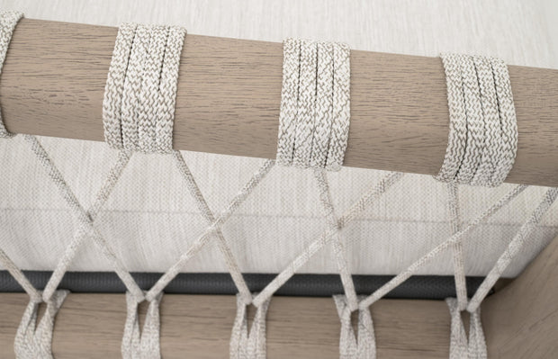 Essentials For Living Pacific Outdoor Counter Stool ~ White Speckle Flat Rope, Performance White Speckle, Washed Ever Teak