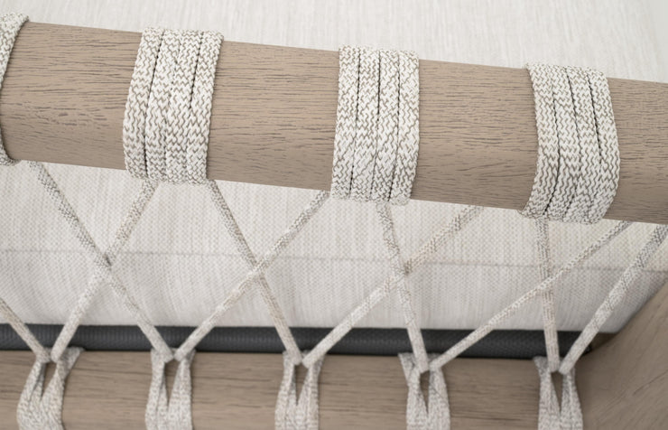 Essentials For Living Pacific Outdoor Counter Stool ~ White Speckle Flat Rope, Performance White Speckle, Washed Ever Teak