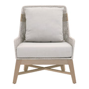 Essentials For Living Tapestry Outdoor Club Chair ~ Taupe & White Flat Rope, Taupe Stripe, Performance Pumice, Washed Ever Teak