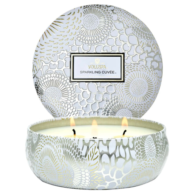 Voluspa Sparkling Cuvée 3 Wick Tin Candle