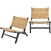 Surya Shisho Modern Wheat Back Rattan With Black Wood Legs Set of 2 Accent Chairs