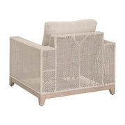 Essentials For Living Tropez Outdoor Sofa Chair ~ Oat Flat Rope, Performance Ecru Weave, Washed Ever Teak