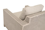 Essentials For Living Tropez Outdoor Sofa Chair ~ Oat Flat Rope, Performance Ecru Weave, Washed Ever Teak