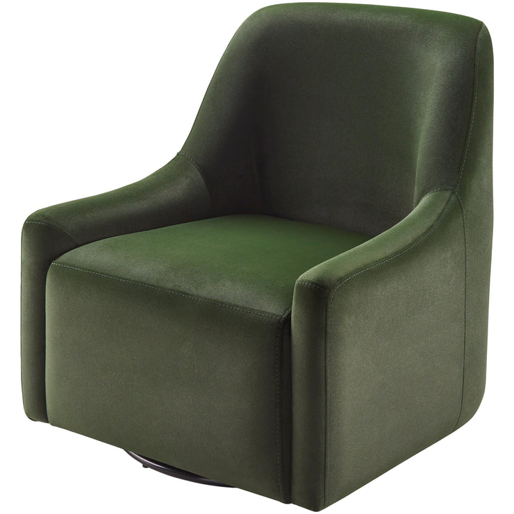 Surya Tasa Modern Faux Suede Dark Olive Green Swivel Chair