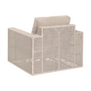 Essentials For Living Tropez Outdoor Swivel Rocker Sofa Chair ~ Oat Flat Rope, Performance Ecru Weave, Washed Ever Teak