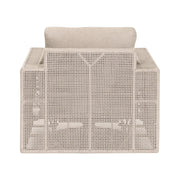 Essentials For Living Tropez Outdoor Swivel Rocker Sofa Chair ~ Oat Flat Rope, Performance Ecru Weave, Washed Ever Teak