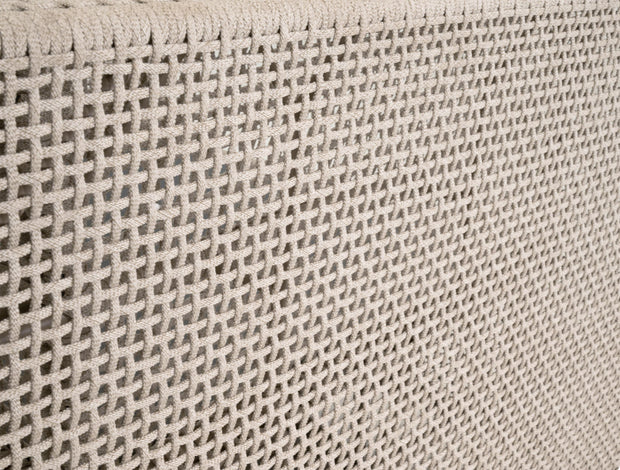 Essentials For Living Tropez Outdoor Swivel Rocker Sofa Chair ~ Oat Flat Rope, Performance Ecru Weave, Washed Ever Teak