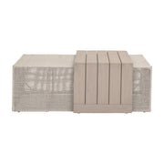 Essentials For Living Rhode Outdoor Coffee Table ~ Oat Flat Rope, Washed Ever Teak