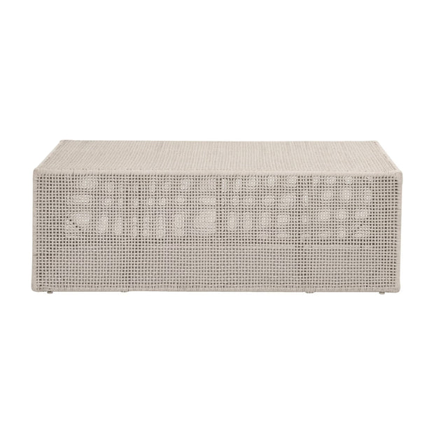 Essentials For Living Rhode Outdoor Coffee Table ~ Oat Flat Rope, Washed Ever Teak