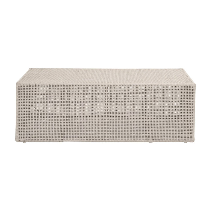 Essentials For Living Rhode Outdoor Coffee Table ~ Oat Flat Rope, Washed Ever Teak