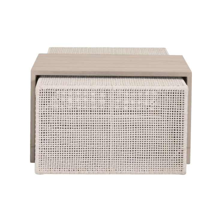 Essentials For Living Rhode Outdoor Coffee Table ~ Oat Flat Rope, Washed Ever Teak