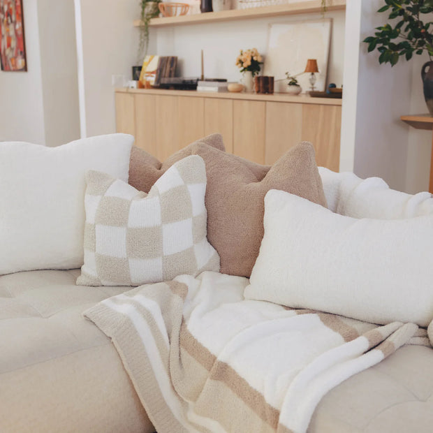 Kashwere Ultra Plush Multi Striped Throw in Malt, Creme and Wheat