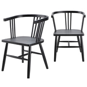 Surya Jilin Modern Black Curved Back Wood Set of 2 Dining Chairs