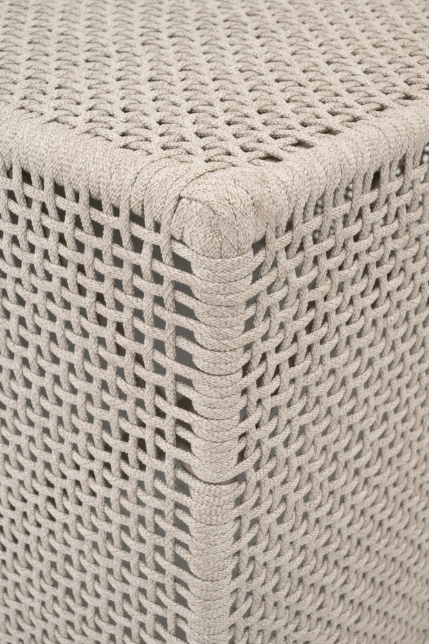 Essentials For Living Rhode Outdoor Coffee Table ~ Oat Flat Rope, Washed Ever Teak