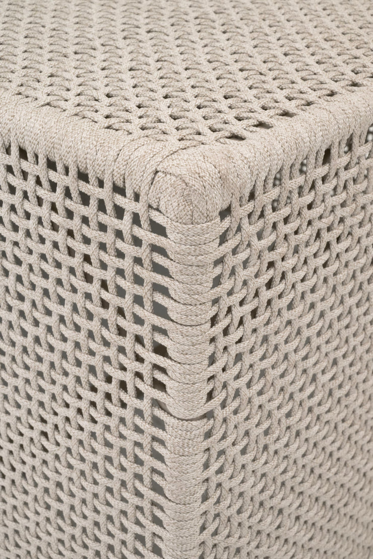 Essentials For Living Rhode Outdoor Coffee Table ~ Oat Flat Rope, Washed Ever Teak