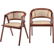 Surya Yulin Modern Wheat Back Rattan with Wood Set of 2 Dining Chairs
