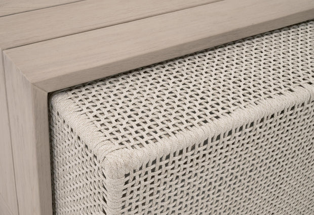 Essentials For Living Rhode Outdoor Coffee Table ~ Oat Flat Rope, Washed Ever Teak