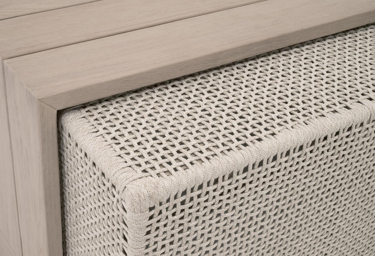 Essentials For Living Rhode Outdoor Coffee Table ~ Oat Flat Rope, Washed Ever Teak