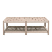 Essentials For Living Wrap Outdoor Coffee Table ~ Oat Flat Rope, Washed Ever Teak