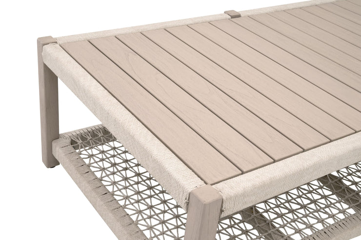 Essentials For Living Wrap Outdoor Coffee Table ~ Oat Flat Rope, Washed Ever Teak