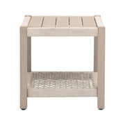 Essentials For Living Wrap Outdoor End Table ~ Oat Flat Rope, Washed Ever Teak