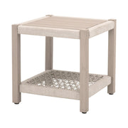 Essentials For Living Wrap Outdoor End Table ~ Oat Flat Rope, Washed Ever Teak