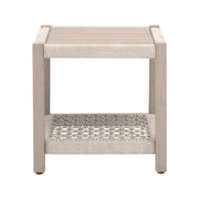 Essentials For Living Wrap Outdoor End Table ~ Oat Flat Rope, Washed Ever Teak