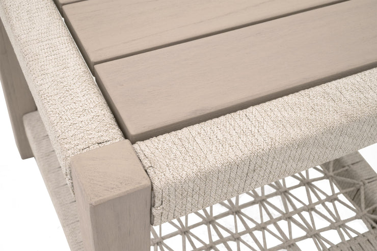 Essentials For Living Wrap Outdoor End Table ~ Oat Flat Rope, Washed Ever Teak