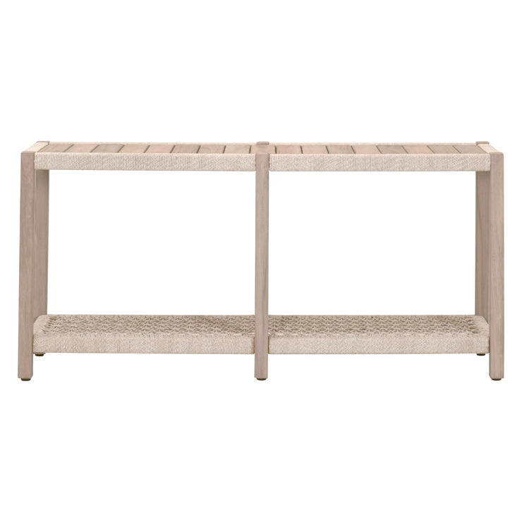 Essentials For Living Wrap Outdoor Console Table ~ Oat Flat Rope, Washed Ever Teak