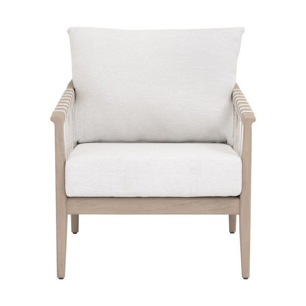Essentials For Living Pacific Outdoor Club Chair ~ White Speckle Flat Rope, Performance White Speckle, Washed Ever Teak