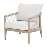 Essentials For Living Pacific Outdoor Club Chair ~ White Speckle Flat Rope, Performance White Speckle, Washed Ever Teak