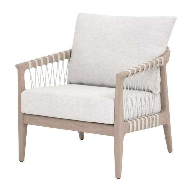 Essentials For Living Pacific Outdoor Club Chair ~ White Speckle Flat Rope, Performance White Speckle, Washed Ever Teak