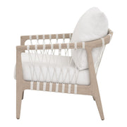 Essentials For Living Pacific Outdoor Club Chair ~ White Speckle Flat Rope, Performance White Speckle, Washed Ever Teak
