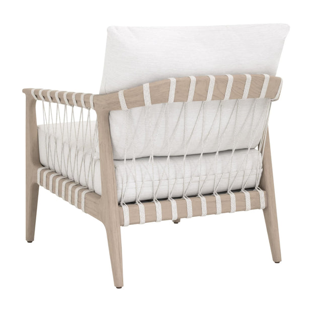 Essentials For Living Pacific Outdoor Club Chair ~ White Speckle Flat Rope, Performance White Speckle, Washed Ever Teak