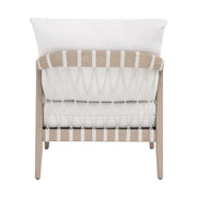 Essentials For Living Pacific Outdoor Club Chair ~ White Speckle Flat Rope, Performance White Speckle, Washed Ever Teak