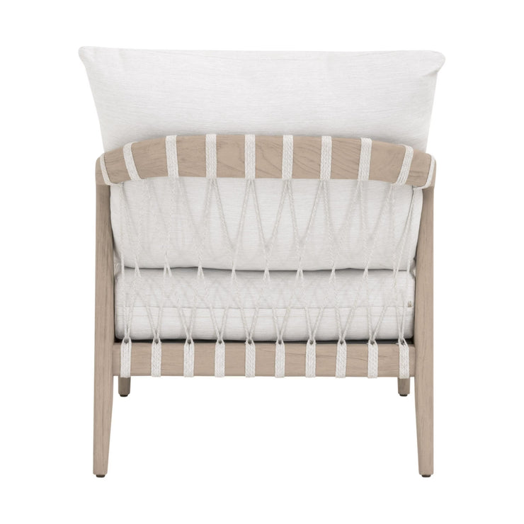 Essentials For Living Pacific Outdoor Club Chair ~ White Speckle Flat Rope, Performance White Speckle, Washed Ever Teak