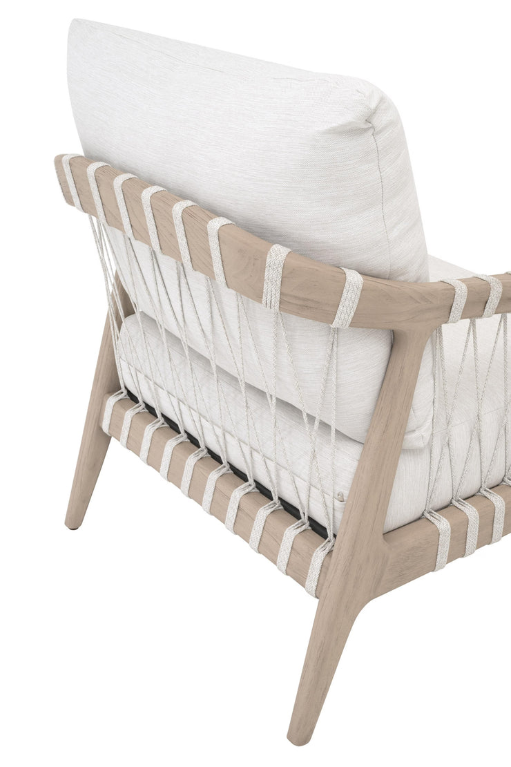 Essentials For Living Pacific Outdoor Club Chair ~ White Speckle Flat Rope, Performance White Speckle, Washed Ever Teak