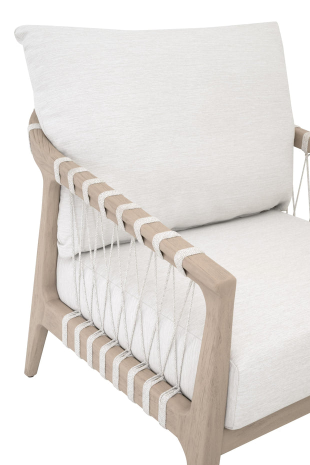 Essentials For Living Pacific Outdoor Club Chair ~ White Speckle Flat Rope, Performance White Speckle, Washed Ever Teak