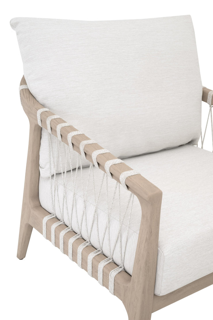 Essentials For Living Pacific Outdoor Club Chair ~ White Speckle Flat Rope, Performance White Speckle, Washed Ever Teak