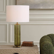 Casa Bella Living Olive Green Transparent Glass Table Lamp