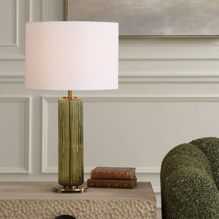 Casa Bella Living Olive Green Transparent Glass Table Lamp