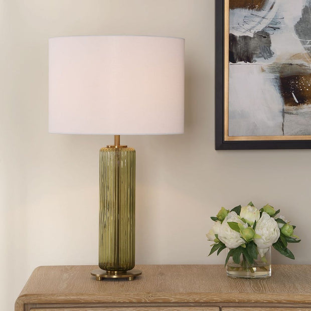 Casa Bella Living Olive Green Transparent Glass Table Lamp