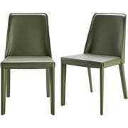Surya Rosy Modern Dark Olive Green Faux Leather Set of 2 Dining Chairs