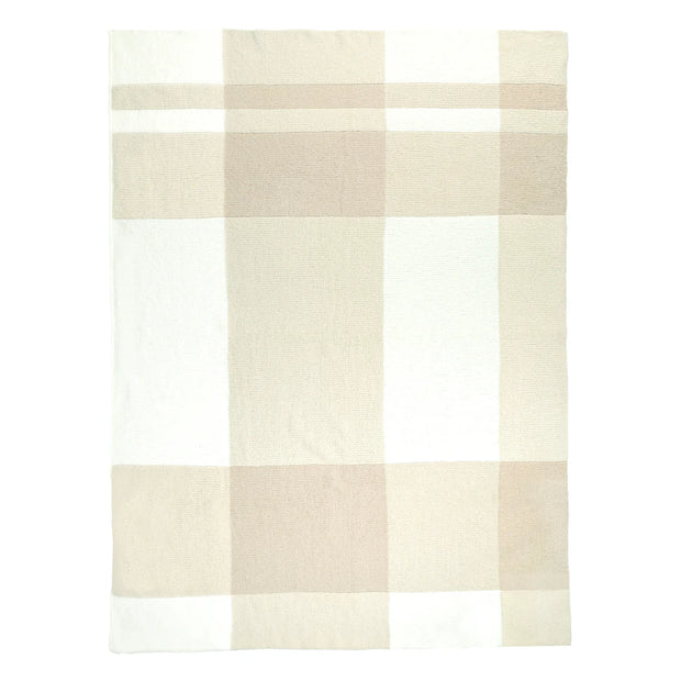 Kashwere Creme, Wheat and Linen Plaid Cloud Throw Blanket