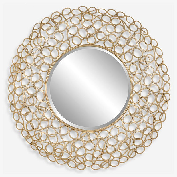 Uttermost Swirl Gold Leaf Iron Round Mirror